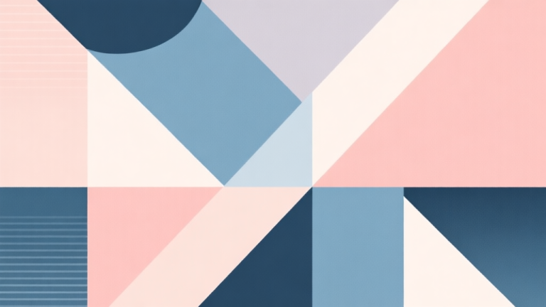 自动生成图片: Abstract geometric composition with overlapping shapes, soft pastel colors, modern minimal style, professional business concept illustration high quality illustration, detailed, 16:9