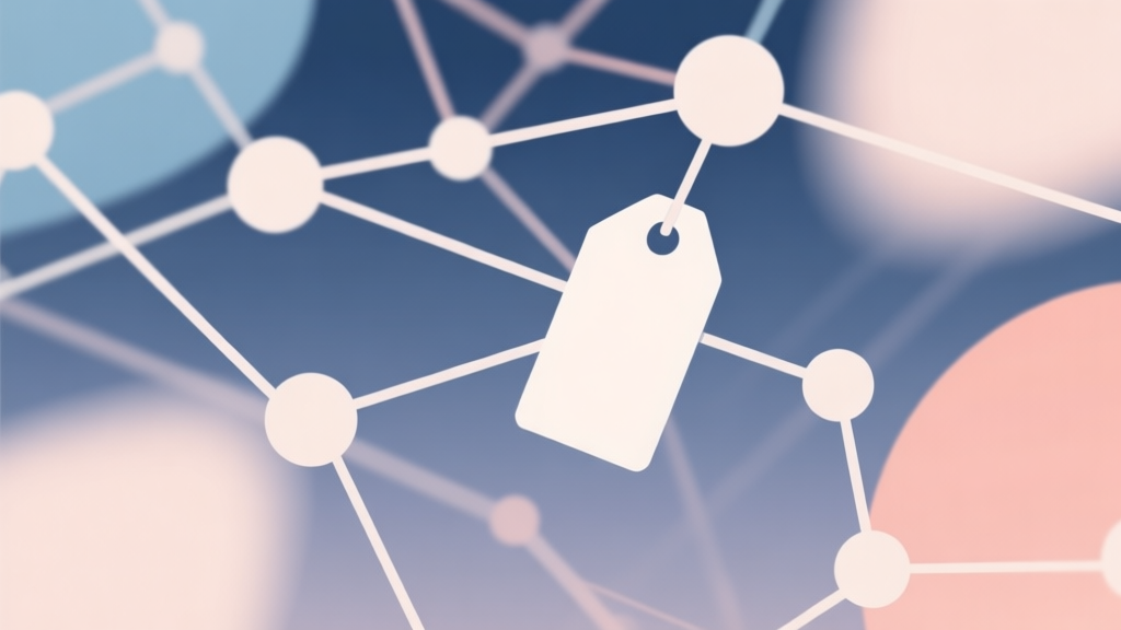 Abstract network nodes connected by lines, soft color scheme, clean minimal illustration, modern digital concept of tags and connections high quality illustration, detailed, 16:9