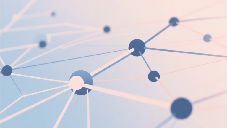 自动生成图片: Abstract network nodes connected by lines, soft color scheme, clean minimal illustration, modern digital concept high quality illustration, detailed, 16:9