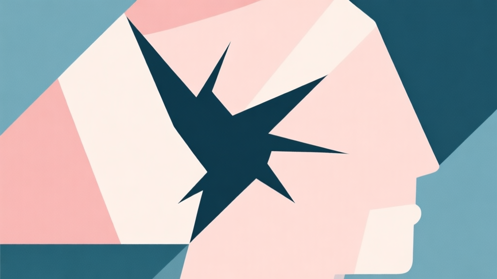 Abstract geometric composition with overlapping shapes, one shape breaking out of a predictable pattern, soft pastel colors, modern minimal style, representing cognitive bias and unexpected solutions high quality illustration, detailed, 16:9