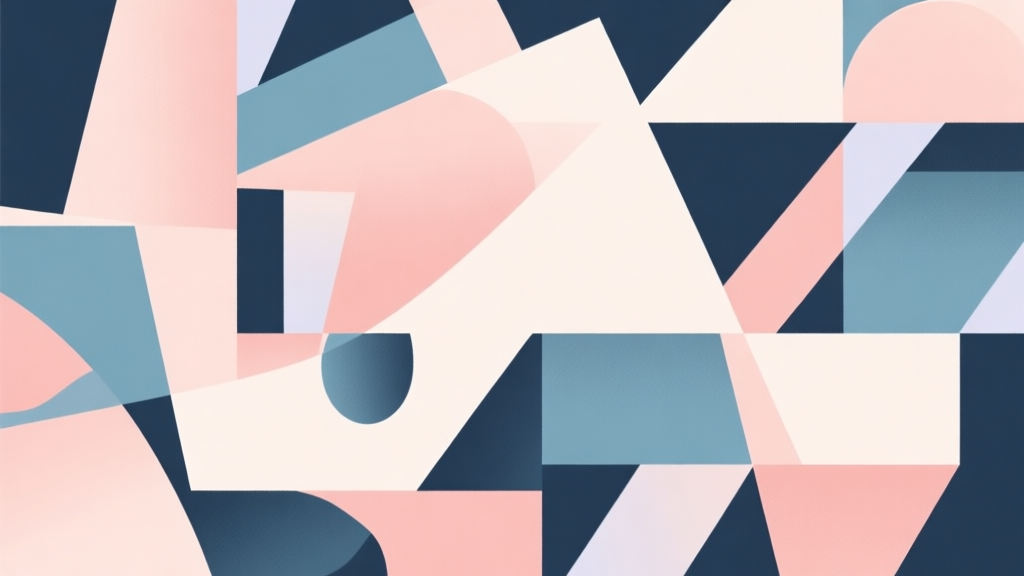 Abstract geometric composition with overlapping shapes representing chaos and order, soft pastel colors, modern minimal style, professional concept illustration of learning curve high quality illustration, detailed, 16:9