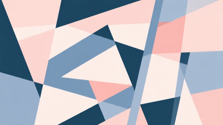 自动生成图片: Abstract geometric composition with overlapping shapes representing chaos and order, soft pastel colors, modern minimal style, professional business concept illustration high quality illustration, detailed, 16:9