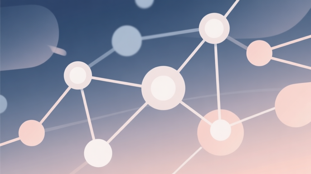 Abstract network nodes connected by lines, soft color scheme, clean minimal illustration, modern digital concept of strategy and connection high quality illustration, detailed, 16:9