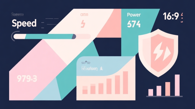 自动生成图片: Abstract geometric composition with overlapping shapes representing game stats like speed, power, defense, soft pastel colors, modern minimal style, professional business concept illustration high quality illustration, detailed, 16:9