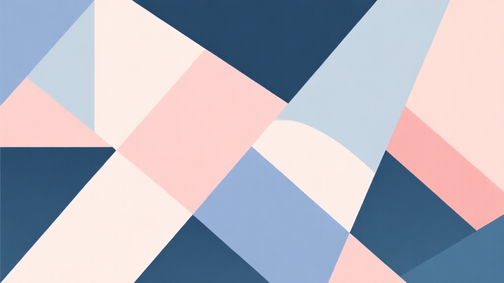 Abstract geometric composition with overlapping shapes, soft pastel colors, modern minimal style, professional business concept illustration high quality illustration, detailed, 16:9