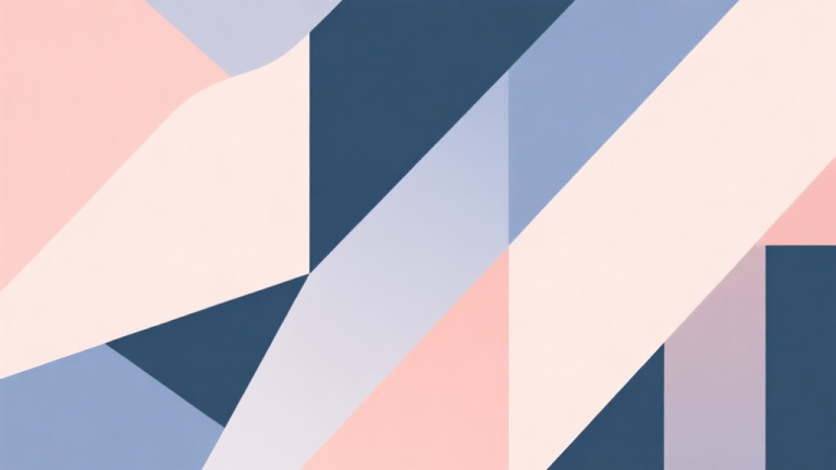 自动生成图片: Abstract geometric composition with overlapping shapes, soft pastel colors, modern minimal style, professional business concept illustration high quality illustration, detailed, 16:9