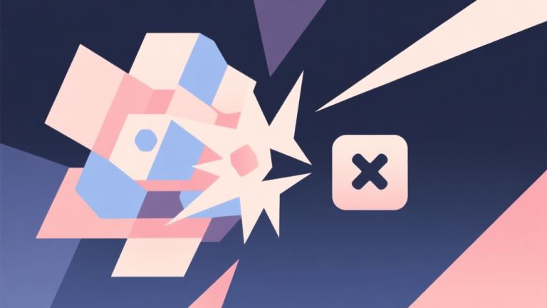 自动生成图片: Abstract geometric composition with overlapping shapes representing game elements, one cluster attacking a smaller weak shape, soft pastel colors, modern minimal style, professional gaming concept illustration high quality illustration, detailed, 16:9
