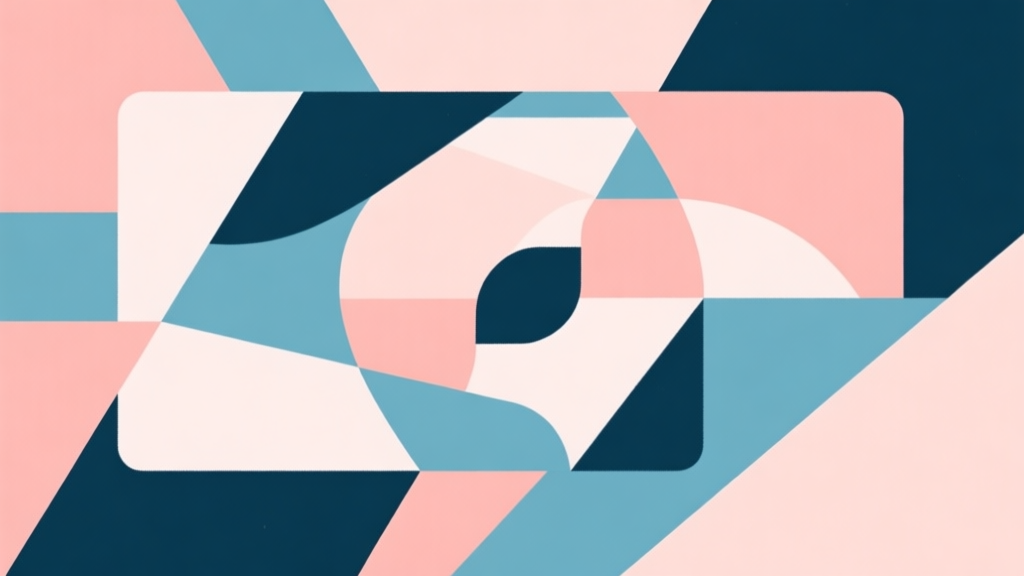 Abstract geometric composition with overlapping shapes in team colors, soft pastel colors, modern minimal style, professional synergy concept illustration high quality illustration, detailed, 16:9