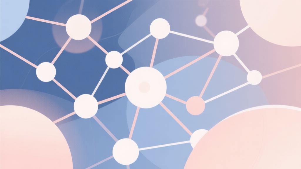Abstract network nodes connected by lines, soft color scheme, clean minimal illustration, modern digital concept of virality and sharing high quality illustration, detailed, 16:9