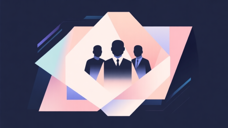 自动生成图片: Abstract geometric composition with overlapping shapes representing team synergy, soft pastel colors, modern minimal style, professional gaming strategy concept illustration high quality illustration, detailed, 16:9