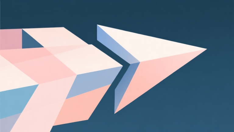 自动生成图片: Abstract geometric composition with overlapping shapes in soft pastel colors, one shape lagging behind others, modern minimal style, professional concept illustration of competition and catching up high quality illustration, detailed, 16:9