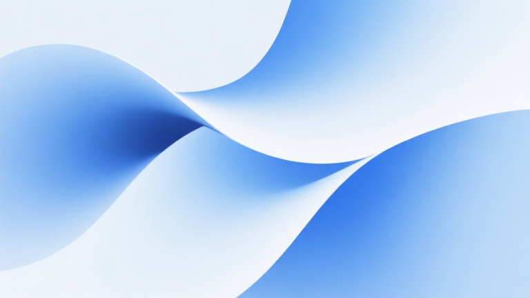 自动生成图片: Abstract geometric composition with overlapping fluid shapes, soft blue and white gradients, modern minimal style, representing the concept of liquid flow and smooth movement high quality illustration, detailed, 16:9