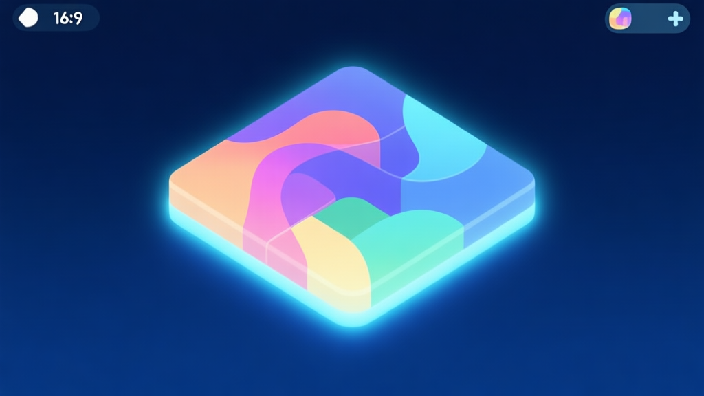 A serene, minimalist mobile game interface showing abstract, flowing color puzzles on a dark blue background, soft glowing edges, calming aesthetic high quality illustration, detailed, 16:9